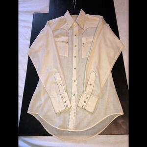Vtg Rockmount Ranch Wear Embroidered Western Pearl Snap Shirt Men 70s Thin Rare!